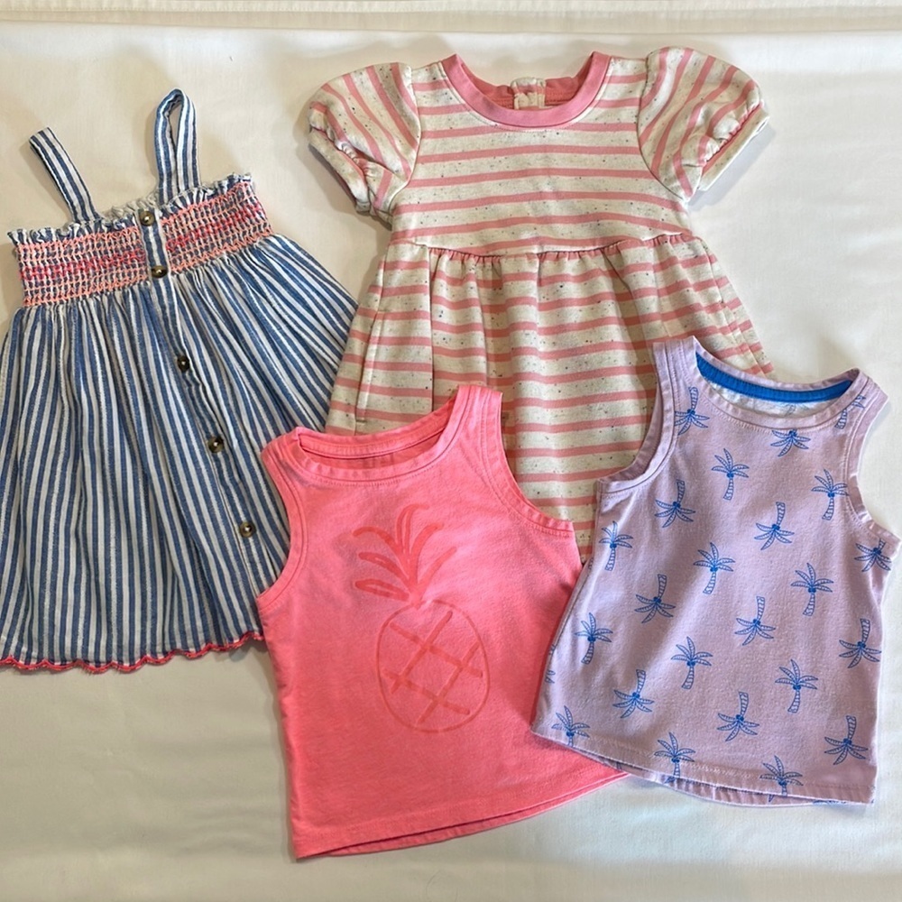 CAT & JACK | Girls 12mo | 4 piece summer lot tanks & dresses